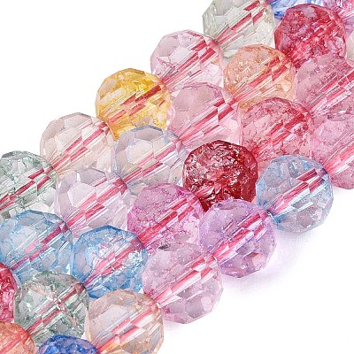 Crackle Transparent Glass Beads Strands GLAA-N068-06A-14-1