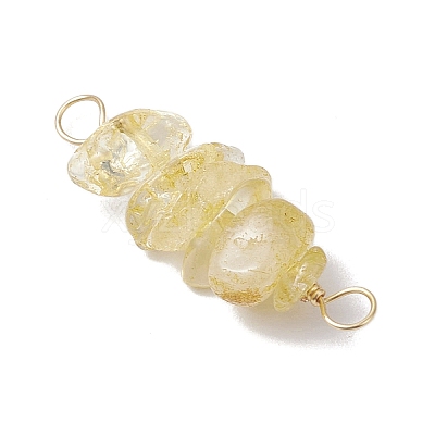10Pcs 5 Styles Constellation Natural Garnet & Rose Quartz & Tiger Eye & Amethyst & Strawberry Quartz Copper Wire Wrapped Chip Beaded Connector Charms PALLOY-JF02905-11-1