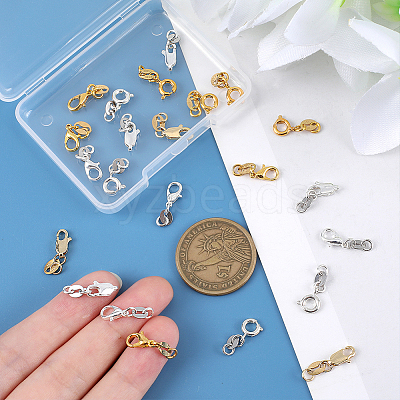 24Pcs 6 Styles Brass Spring Ring Clasps FIND-PH0009-98-1