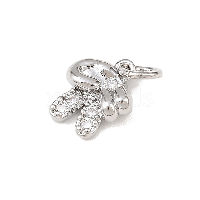 Brass Micro Pave Clear Cubic Zirconia Pendants KK-P339-19P-1
