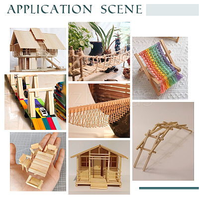 160Pcs 4 Styles Square Wood Craft Sticks WOOD-OC0004-53-1