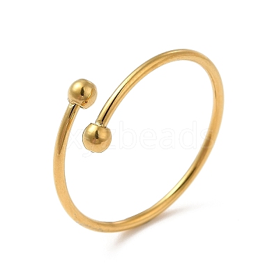 Ion Plating(IP) 304 Stainless Steel Wire Wrapped Open Cuff Ring for Women RJEW-E066-12G-1
