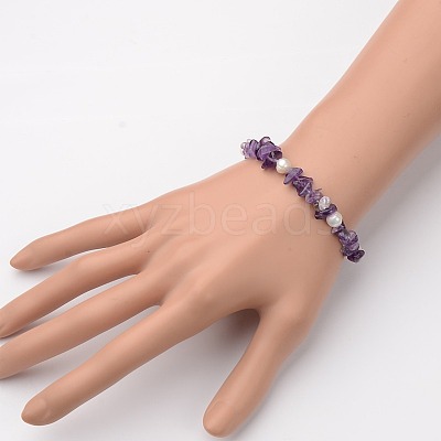 Gemstone Chip Stretch Bracelets BJEW-JB01516-02-1