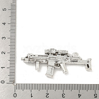 Tibetan Style Alloy Submachine Gun Pendants TIBEP-Q043-144-RS-1