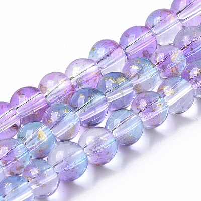 Transparent Spray Painted Glass Bead Strands X-GLAA-N035-03B-B05-1