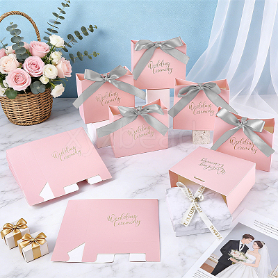 Gold Stamping Thank You Paper Candy Gift Tote Boxes with Ribbon Handle CON-WH0089-252D-1