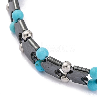 Synthetic Turquoise Beaded Bracelets BJEW-P339-03P-03-1