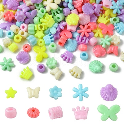 50Pcs 10 Styles Opaque Plastic Beads KY-YW0001-68-1