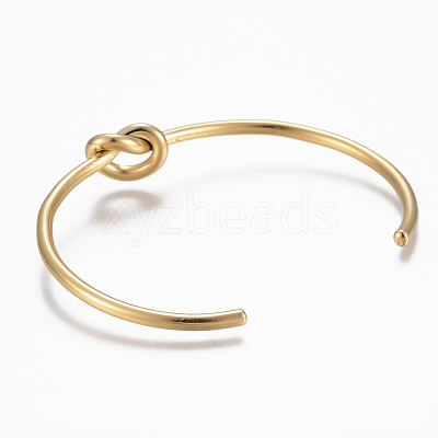 Trendy 304 Stainless Steel Torque Cuff Bangles BJEW-H703-19G-1
