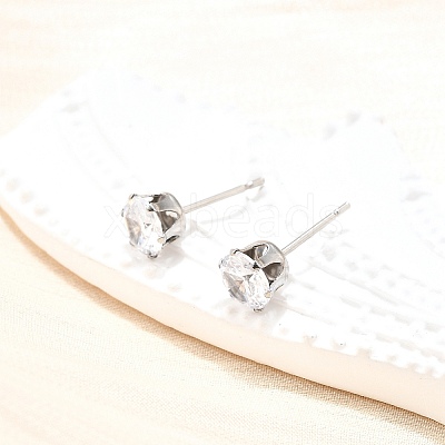 Cubic Zirconia Ear Studs STAS-E051-3D-1