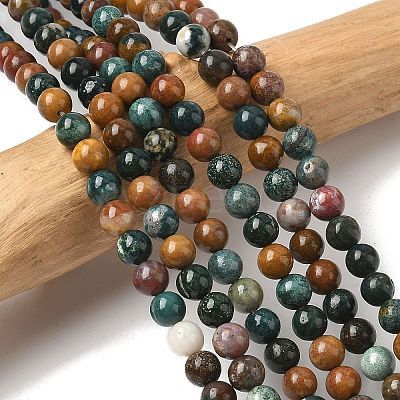 Natural Ocean Jasper Beads Strands X-G-F668-26-6mm-1