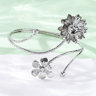 Lotus Alloy Arm Cuff Bangles for Girl Women LS-AJEW-A063-01D-P-1