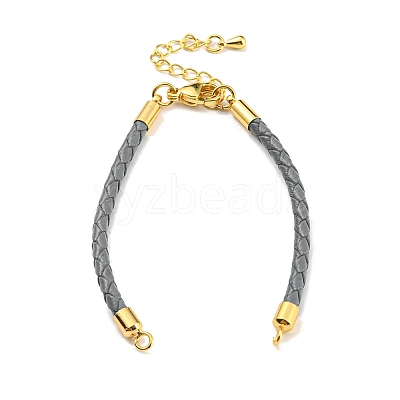 Leather Braided Cord Link Bracelets MAK-K022-01G-02-1