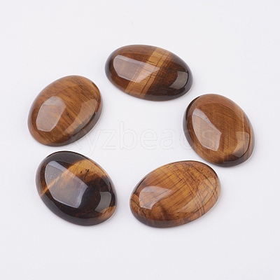 Natural Tiger Eye Flat Back Cabochons G-G741-25x35mm-01-1