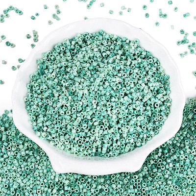 Opaque Picasso Cylinder Glass Beads SEED-Q039-06A-15-1