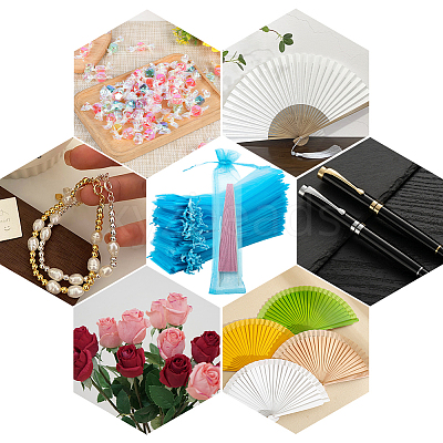 100Pcs Organza Drawstring Bags for Chinese Fan OP-GF0001-02A-1