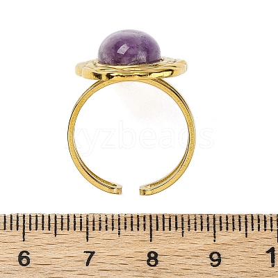 Oval Natural Amethyst Finger Rings RJEW-M063-01G-16-1