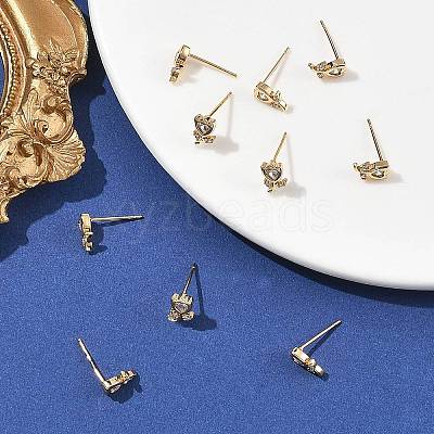 SHEGRACE Brass Micro Pave Cubic Zirconia Stud Earrings XGRQ4N541-707G-1
