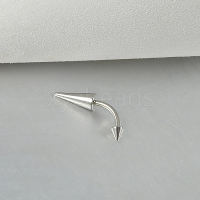 Cone 304 Stainless Steel Eyebrow Curved Barbell Rings with Spikes End WG9938B-01-1