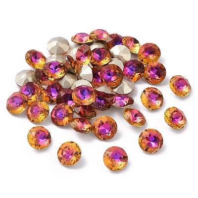 Pointed Back & Back Plated Glass Rhinestone Cabochons RGLA-J012-10mm-001VB-1