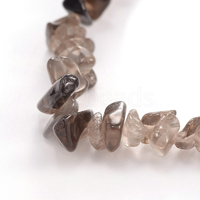 Chips Natural Smoky Quartz Beaded Stretch Bracelets BJEW-JB01826-07-1