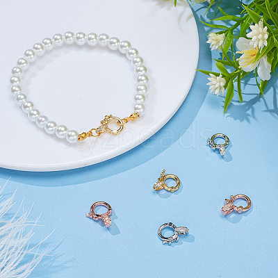 6Pcs 3 Styles Brass Micro Pave Clear Cubic Zirconia Twister Clasps ZIRC-DR0001-02-1