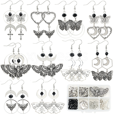 DIY Alloy & Stainless Steel Goth Butterfly Moth Dangle Earring Making Kits DIY-SC0026-36-1