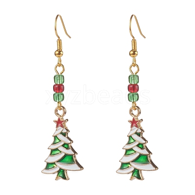 Christmas Theme Alloy Enamel Dangle Earrings EJEW-JE04511-1