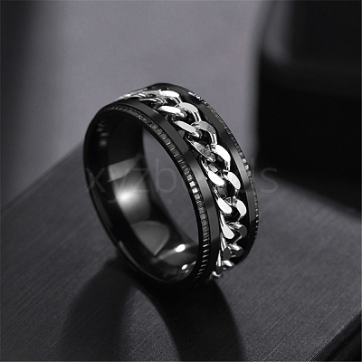 Non-Tarnish Stainless Steel Chains Rotating Finger Ring PW-WG67706-07-1