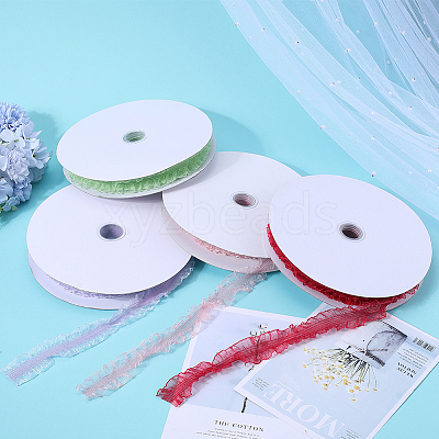 20 Yards Ruffled Nylon Elastic Lace Trim EW-WH0018-03A-1