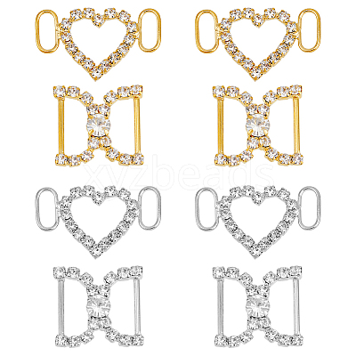 8Pcs 4 Style Brass Crystal Rhinestone Shoe Decoration FIND-HY0003-22-1