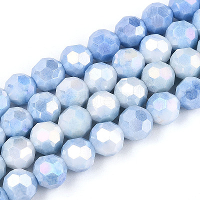 Anti-Tarnish Electroplate Glass Beads Strands EGLA-T021-8mm-15-09-1