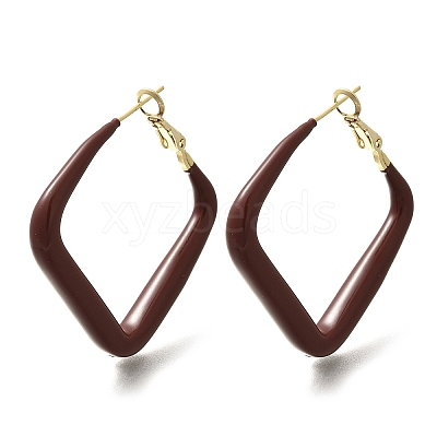 Brass Rhombus Hoop Earrings EJEW-A121-12D-G-1
