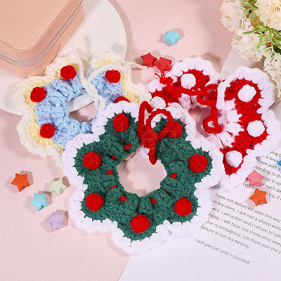 3Pcs 3 Colors Polyester and Cotton Dog Flower Pet Collar AJEW-GL0002-58-1