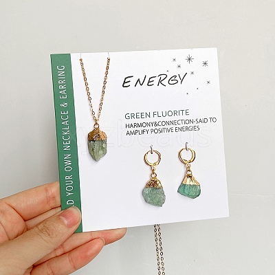 Nuggets Natural Fluorite Pendant Necklaces & Earrings Sets for Women WG0BEC3-07-1