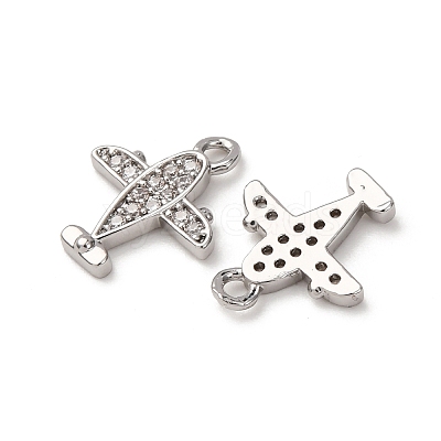 Brass Micro Pave Clear Cubic Zirconia Charms ZIRC-L105-15P-1