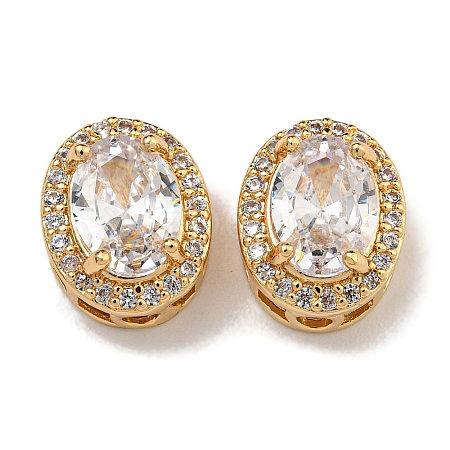 Brass Micro Pave Cubic Zirconia Beads KK-U037-07G-02-1