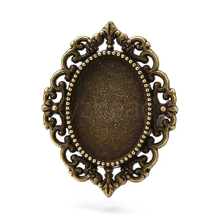 Vintage Adjustable Iron Finger Ring Components Alloy Cabochon Bezel Settings PALLOY-Q300-09AB-NR-1