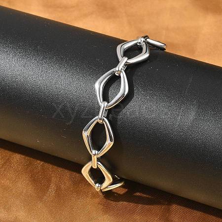 304 Stainless Steel Rhombus Link Chains Bracelets for Men & Women BJEW-D042-49P-1