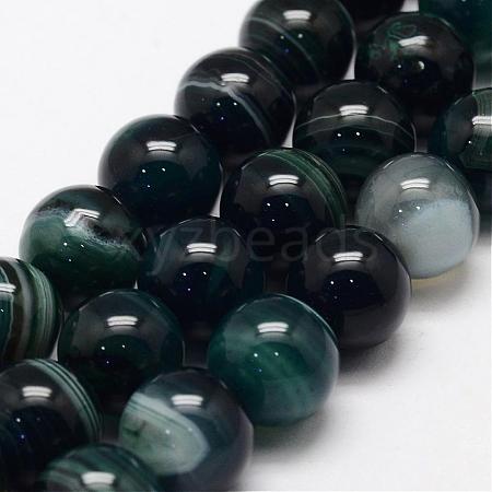 Natural Striped Agate/Banded Agate Bead Strands G-K155-B-16mm-04-1