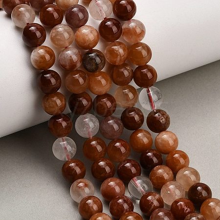 Natural Red Hematoid Quartz Beads Strands G-G475-A01-8mm-1