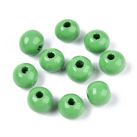Spray Painted Round Natural Schima Wood Beads WOOD-A018-8mm-08-1