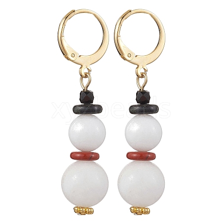 304 Stainless Steel & White Jade Leverback Earrings EJEW-JE06161-01-1