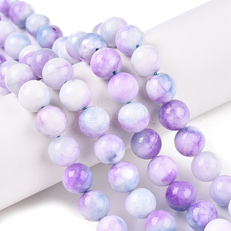 Dyed Natural White Jade Beads Strands G-T138-10mm-210-15-1