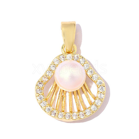 Brass Clear Cubic Zirconia Pendants KK-OY001-09G-1