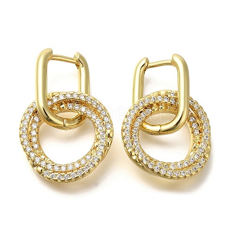 Ring Rack Plating Brass Micro Pave Clear Cubic Zirconia Hoop Earrrings for Women EJEW-L097-04G-1