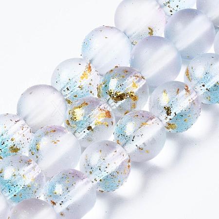 Frosted Spray Painted Glass Beads Strands X-GLAA-N035-03C-C07-1