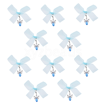 10Pcs Angel Glass & Alloy Pendant Decorations PALLOY-AB00155-1