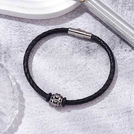 Braided Leather Cord Bracelets BJEW-JB11387-02-1