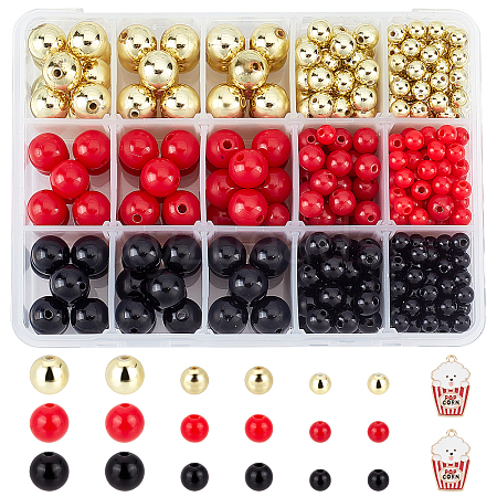 SUPERFINDINGS 504Pcs 10Style Round Opaque Acrylic Beads SACR-FH0001-04-1